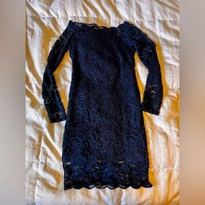 Divided Blue Off-the-Shoulder Sheath Dress
